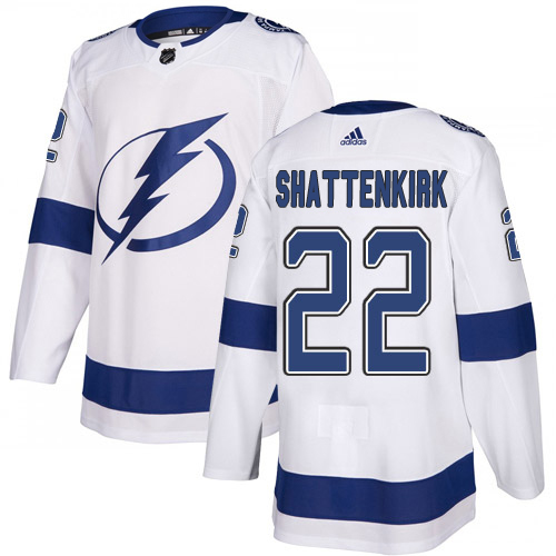 Adidas Tampa Bay Lightning Men #22 Kevin Shattenkirk White Road Authentic Stitched NHL Jersey